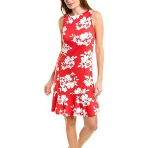 NWT Tommy Bahama The Darcy Dress Red White Floral Flare Dress Stretch WM’S Sz M